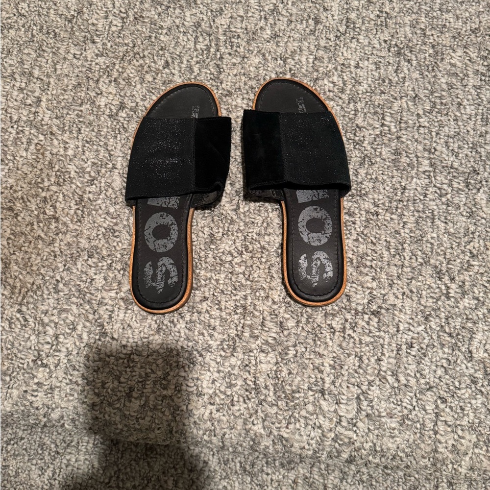 Sorel Black Slide Sandals